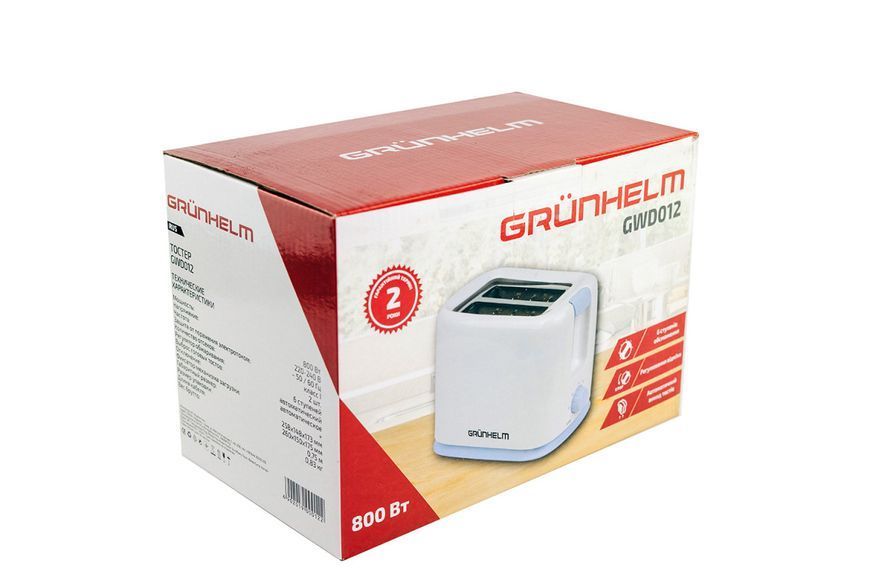 Тостер GRUNHELM GWD012 800 Вт білий GWD012 фото