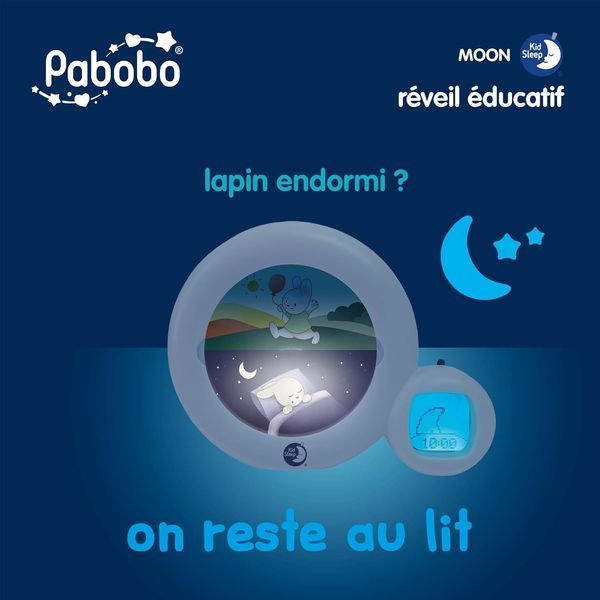 Дитячий будильник-нічник Pabobo Kid Sleep Moon 3-в-1, білий W25-ED9145 фото