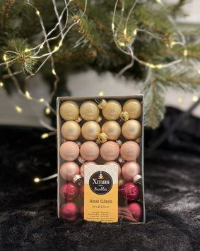 Набір новорічних куль Xmas Baubles &Oslash;2,5 см, 24 шт, золотисті та бордові BALL25-343 фото