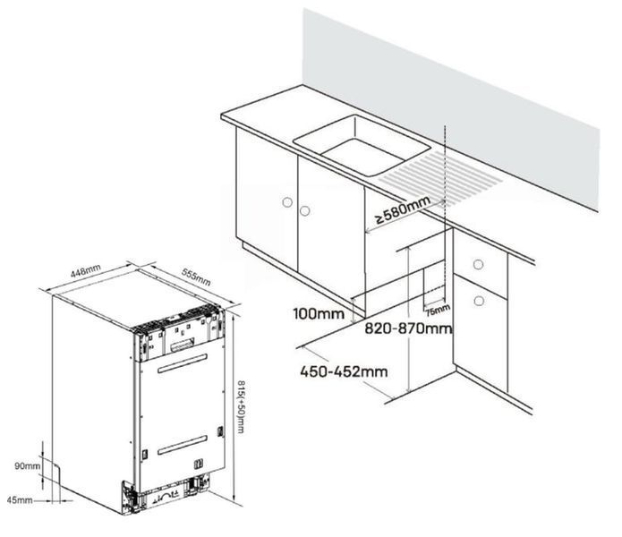 Вбудована посудомийна машина Edler EBD-4525P EBD-4525P фото