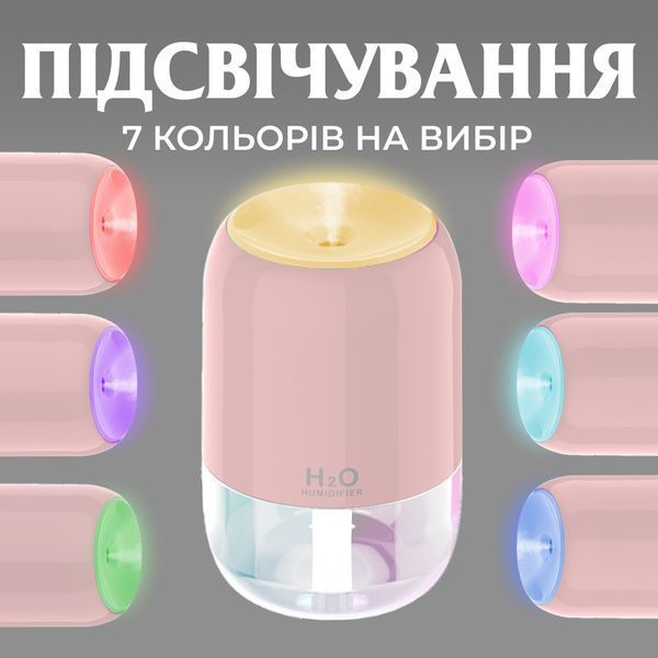 Зволожувач повітря аромадифузор з підсвічуванням 200 мл, рожевий HPBH16991P фото