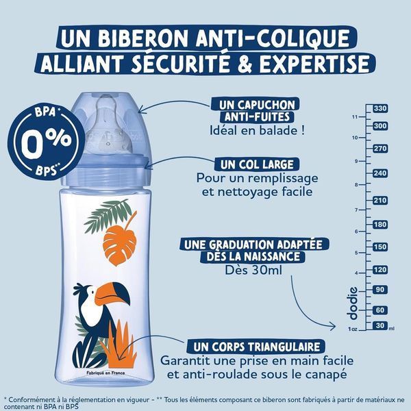 Набір із 3 скляних пляшечок Dodie Anti-Colique 270 мл W25-ED9766 фото