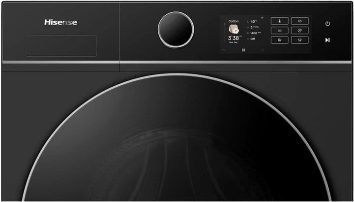 Пральна машина Hisense WF5I9043BBFS, 9кг/1400об/Інвертор/Wi-Fi/SteamTech/Чорний колір WF5I9043BBFS фото