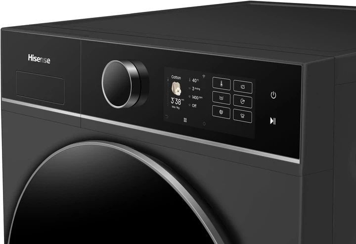 Пральна машина Hisense WF5I9043BBFS, 9кг/1400об/Інвертор/Wi-Fi/SteamTech/Чорний колір WF5I9043BBFS фото