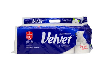 Velvet туалетний папір White Cotton 10 рулонів 3 шари 200 відривів (5901478011541) VTPWC103200 фото