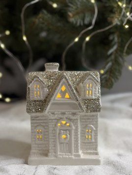 Святкова LED-декорація &laquo;Керамічний будиночок з блискучим дахом&raquo; 16&times;12 см LED1612K фото