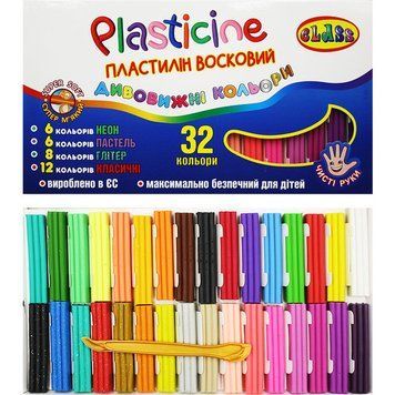 Пластилін CLASS Чисті руки MINI ECO 32 кольори + стек 360 г (7656C) 7656C фото