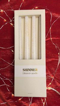 Набір свічок Shimmer Dinner Candle білі з золотим блиском, 4 шт (25 см) DC25SHIMWHT фото