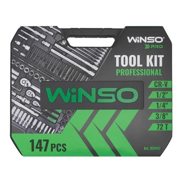Професійний набір інструментів в кейсі WINSO Pro 1/2", 1/4", 3/8" 72 T, CR-V, 147 од. (2шт/ящ) 924147 фото