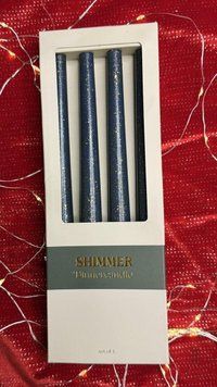 Набір свічок Shimmer Dinner Candle сині з золотим блиском, 4 шт 25 см DC22SHIMBLU фото