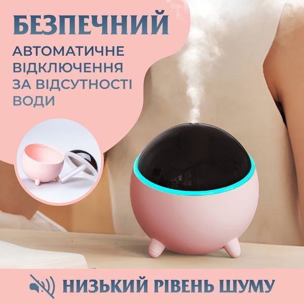 Зволожувач повітря аромадифузор Planet з підсвічуванням 300 мл, рожевий HPBH16985P фото