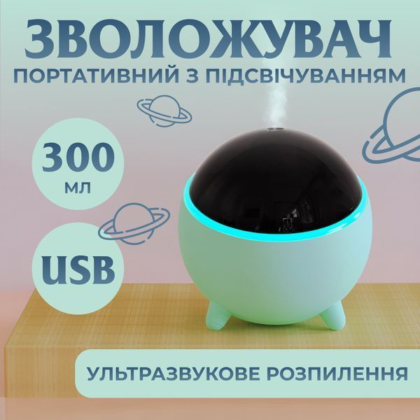 Зволожувач повітря аромадифузор Planet з підсвічуванням 300 мл, бірюзовий HPBH16985GR фото