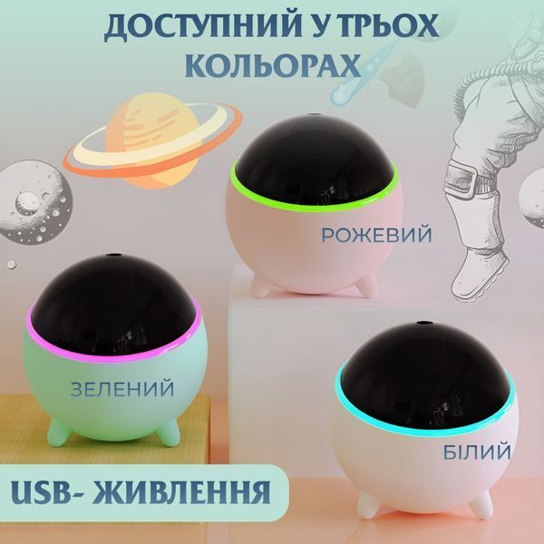 Зволожувач повітря аромадифузор Planet з підсвічуванням 300 мл, бірюзовий HPBH16985GR фото