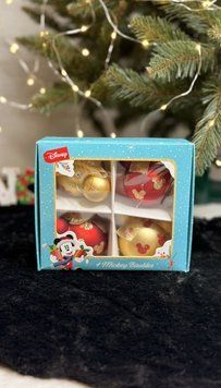 Набір новорічних кульок Disney Mickey (4 шт., червоні та золоті) DSC736 фото