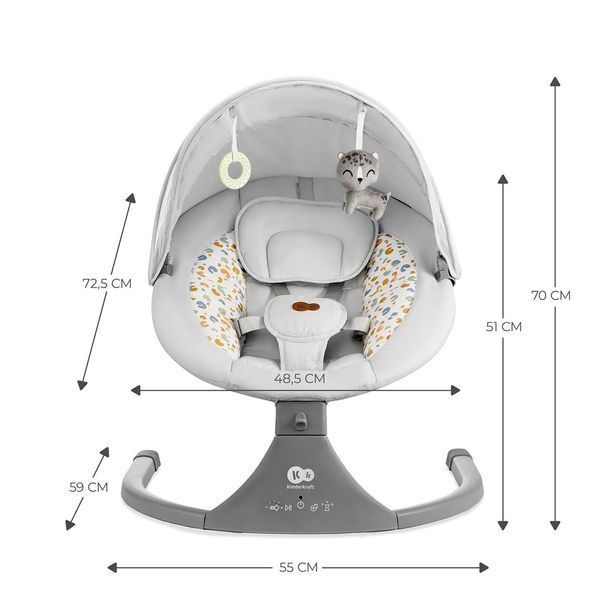 Kinderkraft LUMI 2 - електричний шезлонг-гойдалка для немовлят сіра W25-ED8831 фото
