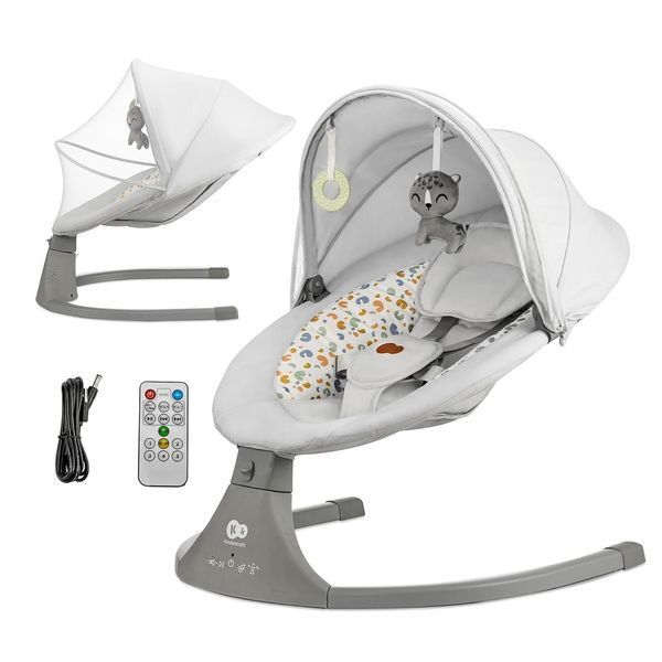 Kinderkraft LUMI 2 - електричний шезлонг-гойдалка для немовлят сіра W25-ED8831 фото
