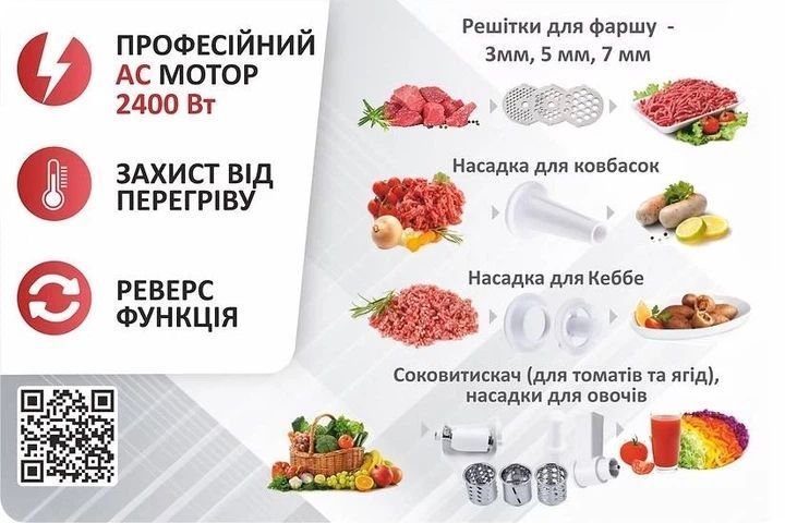 М&rsquo;ясорубка PRIME Technics PG2483W PG 2483 W фото