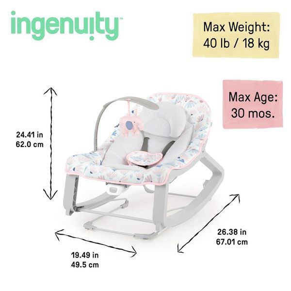 Шезлонг-гойдалка Ingenuity Keep Cozy 3-в-1 Grow with Me W25-ED8947 фото