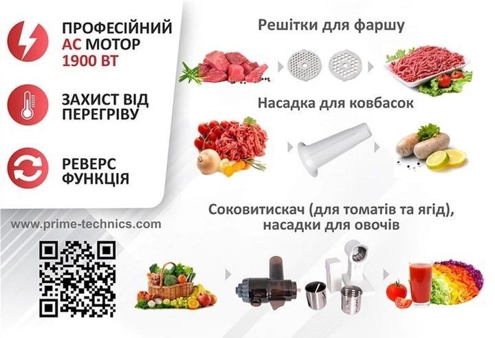 М&rsquo;ясорубка PRIME Technics PG1953W PG 1953 W фото