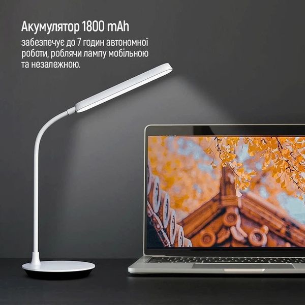 Настільна LED лампа ColorWay Portable & Flexible з вбудованим акумулятором White CW-DL06FPB-W фото