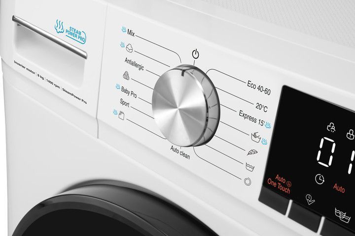 Пральна машина HANSA WHG814DD1W 8кг/1400об./Дисплей/Інвертор/Функц.прання з парою/Чорний люк WHG814DD1W фото