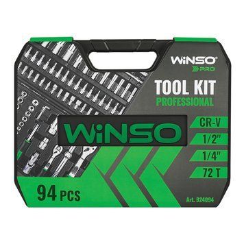 Професійний набір інструментів в кейсі WINSO Pro 1/2", 1/4" 72 T, CR-V, 94 од. (4шт/ящ) 924094 фото
