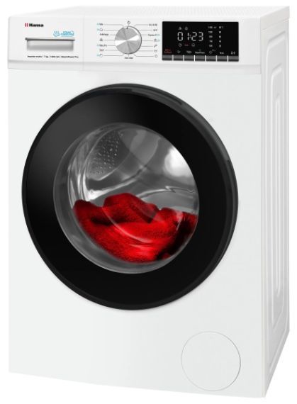 Пральна машина HANSA WHG714SD1W, 7кг/1400об./Дисплей/Інвертор/Функц.прання з парою/Чорний люк WHG714SD1W фото