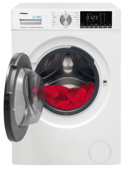 Пральна машина HANSA WHG714SD1W, 7кг/1400об./Дисплей/Інвертор/Функц.прання з парою/Чорний люк WHG714SD1W фото