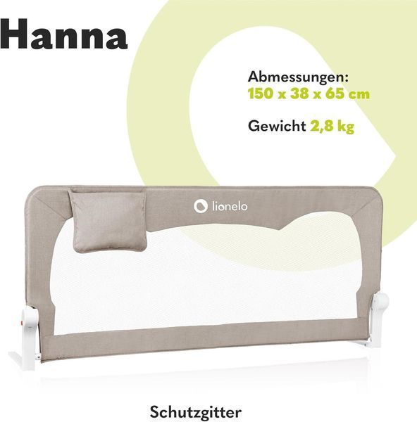 Захисний бар&rsquo;єр для ліжка Lionelo Hanna, 150&times;66 см W25-ED8922 фото