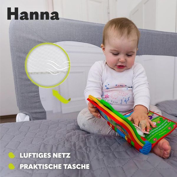 Захисний бар&rsquo;єр для ліжка Lionelo Hanna, 150&times;66 см W25-ED8922 фото