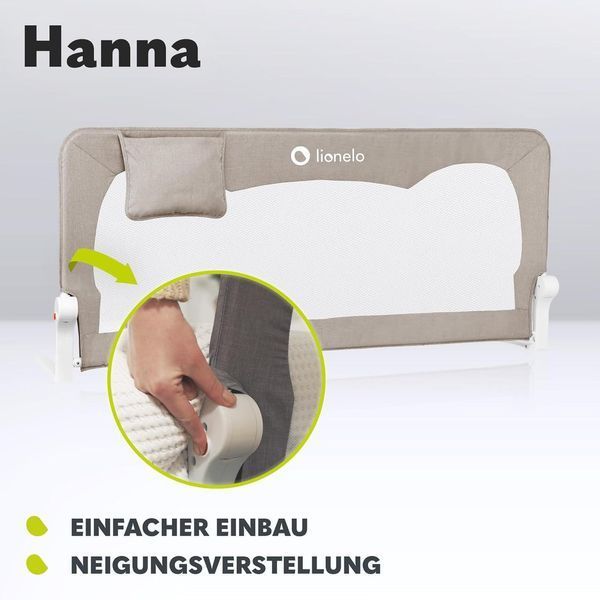 Захисний бар&rsquo;єр для ліжка Lionelo Hanna, 150&times;66 см W25-ED8922 фото
