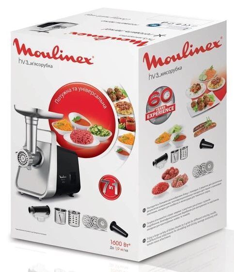 М'ясорубка Moulinex ME307832 (Тертки-скиборізки + сокодавка + насадка для ковбасок) ME307832 фото