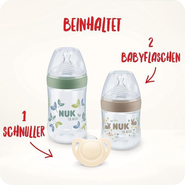 Набір NUK for Nature: 2 пляшечки (150 мл і 260 мл) + 2 силіконові соски W25-ED9476 фото