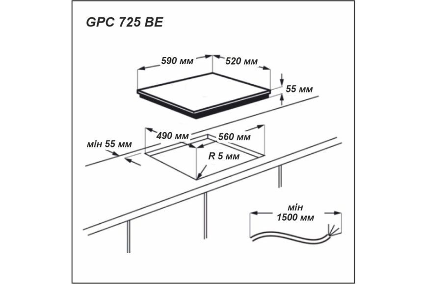 Склокерамічна варильна поверхня GRUNHELM GPC725BE 4 конфорки GPC 725 BE фото