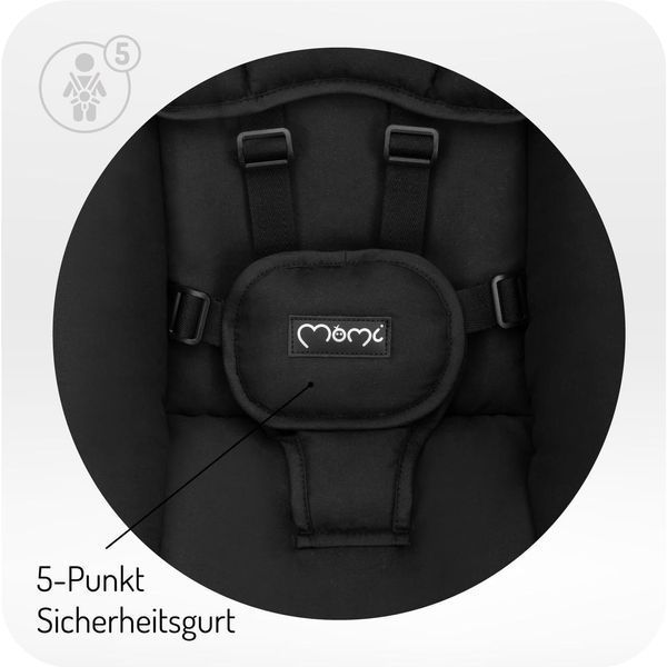 Електронний шезлонг-гойдалка MoMi KENANI ONYX для немовлят до 9 кг W25-ED8612 фото