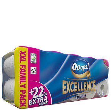 Туалетний папір Ooops! Excellence Sensitive, 3 шари, 20 рулонів, 150 відривів 5998648706000 фото