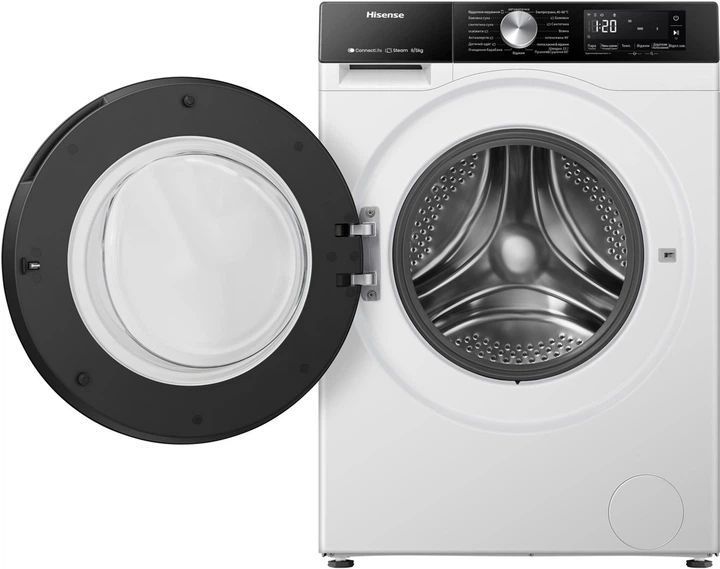 Прально-сушильна машина Hisense WD3S8043BW3/UA,8кг/5кг/1400об/Інвертор/Wi-Fi /Steam/Чорна панель/люк WD3S8043BW3/UA фото