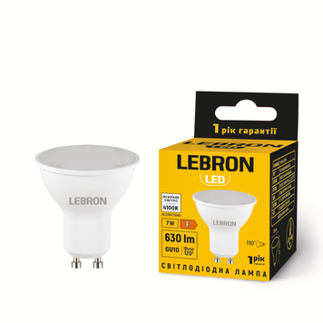 LED лампа LEBRON L-MR16, 7W, 220V, GU10, 4100K, 630Lm 11-14-46 фото