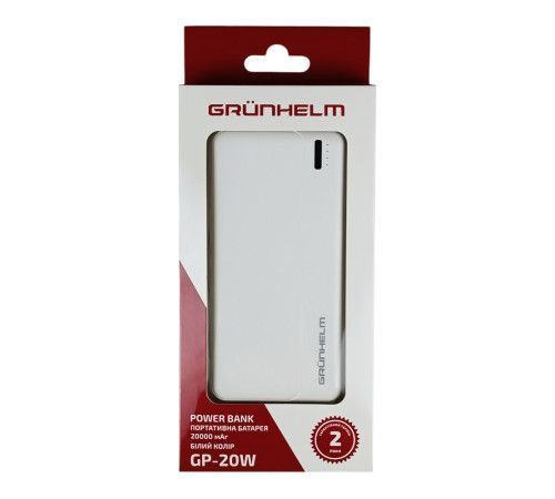 Повербанк GRUNHELM GP-20W 20000 mAh білий GP-20W фото