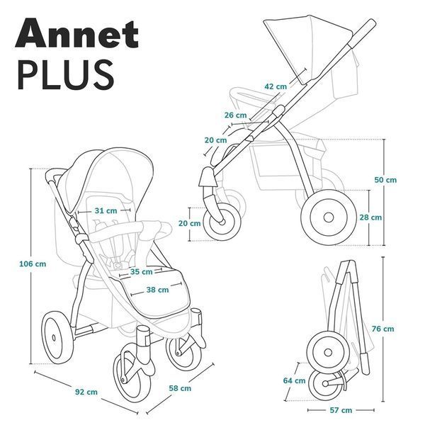Прогулянковий візок Lionelo Annet Plus, до 22 кг W25-ED8583 фото