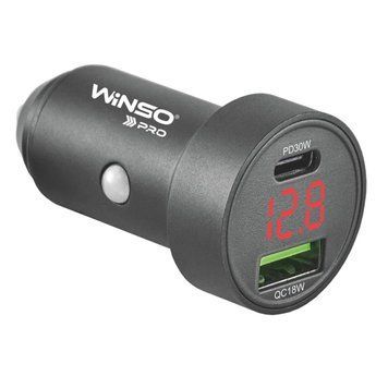 Автомобільний зарядний пристрій WINSO PRO 48W USB-C + USB-A, дисплей, метал 223348 фото