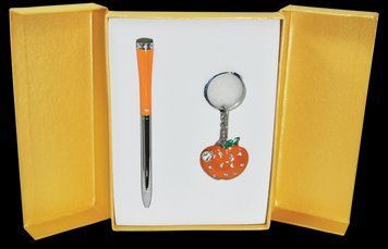Набір подарунковий LANGRES Apple ручка кулькова + брелок помаранчевий (LS.122024-11) LS.122024-11 фото