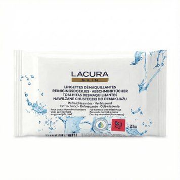 Lacura Skin Вологі серветки для зняття макіяжу з міцелярною водою 25 шт (2009010075242) LSWWMRM25 фото