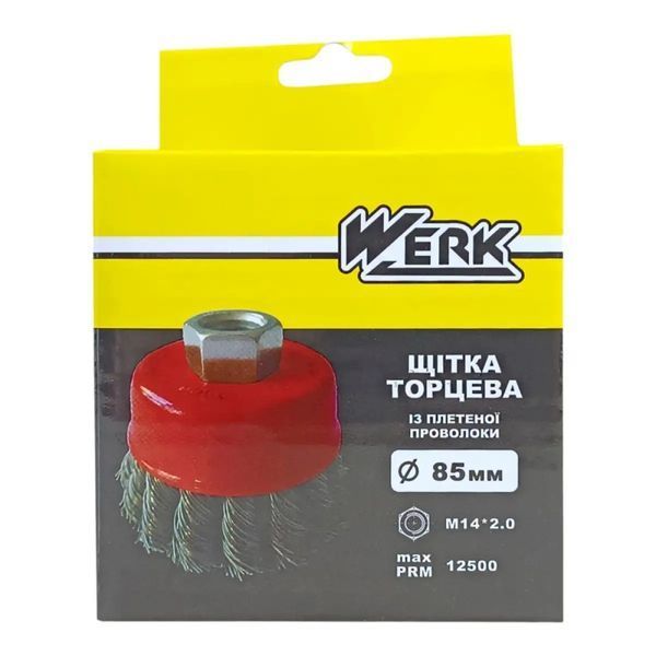 Щітка торцева із плетеної проволоки, 85мм, М14 WERK WE107285/7132681 WE107285 фото