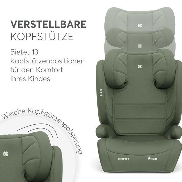 Автокрісло KikkaBoo i-Aid i-Size 15&ndash;36 кг, армійське зелене W25-ED8868 фото