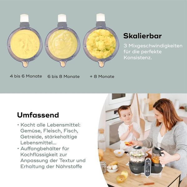Мультифункціональний кухонний робот Babymoov Nutribaby Plus Industrial Grey, 2200 мл W25-ED9194 фото