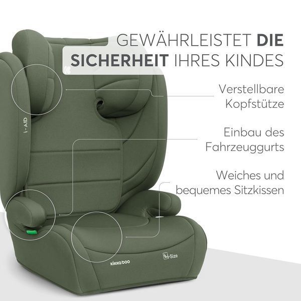 Автокрісло KikkaBoo i-Aid i-Size 15&ndash;36 кг, армійське зелене W25-ED8868 фото