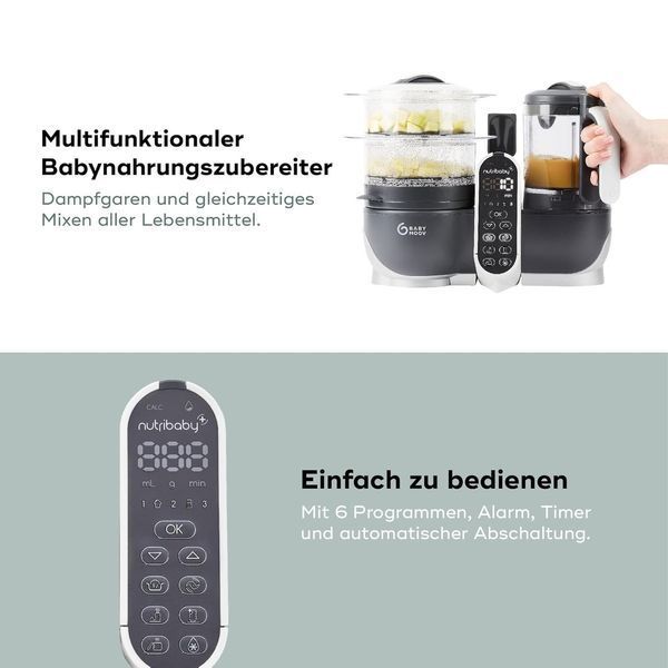 Мультифункціональний кухонний робот Babymoov Nutribaby Plus Industrial Grey, 2200 мл W25-ED9194 фото