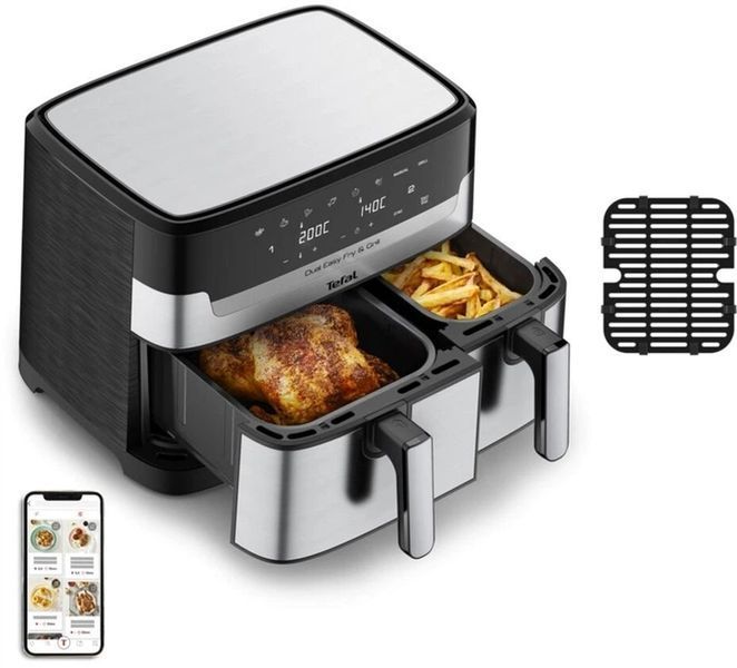 Мультипіч TEFAL EY905D10, 2700Вт/8,3 л:5,2+3,1/8 програм/Сенсорне керування/Нерж.сталь/Чорний EY905D10 фото