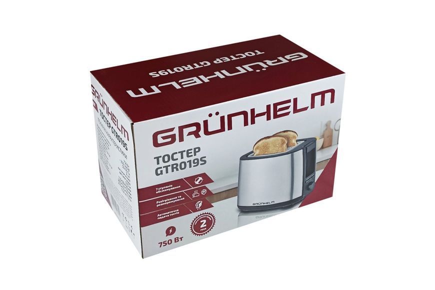 Тостер GRUNHELM GTR019S 750 Вт нержавіюча сталь GTR019S фото